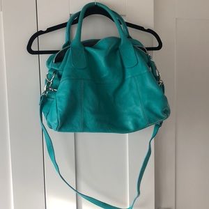 Turquoise leather bag from Italy